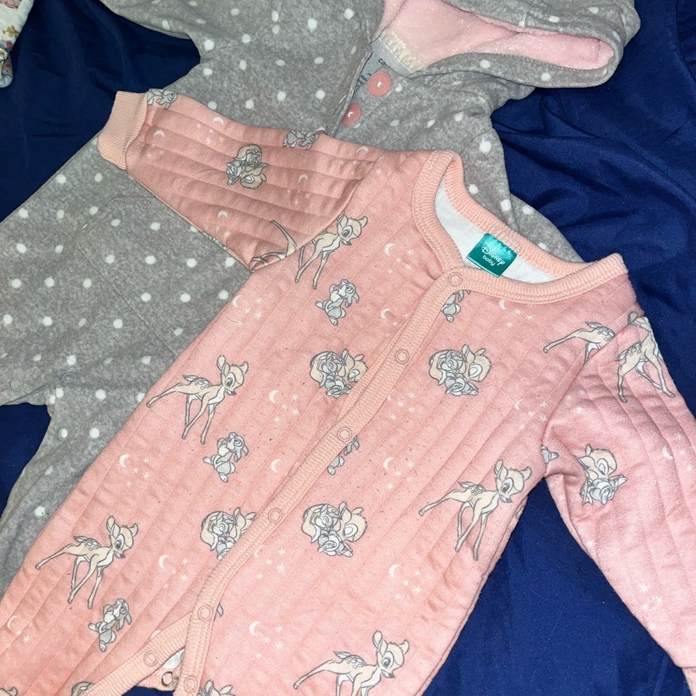 Disney Pink and Gray Kids One Piece Footies